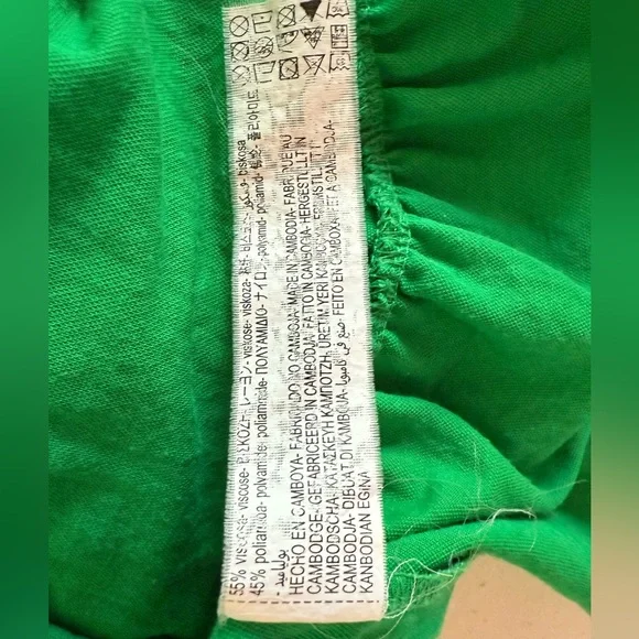 Zara Women’s Green Tiered Midi Ruffled Short Sleeve V-neck Dress Size SMALL - Picture 5 of 9